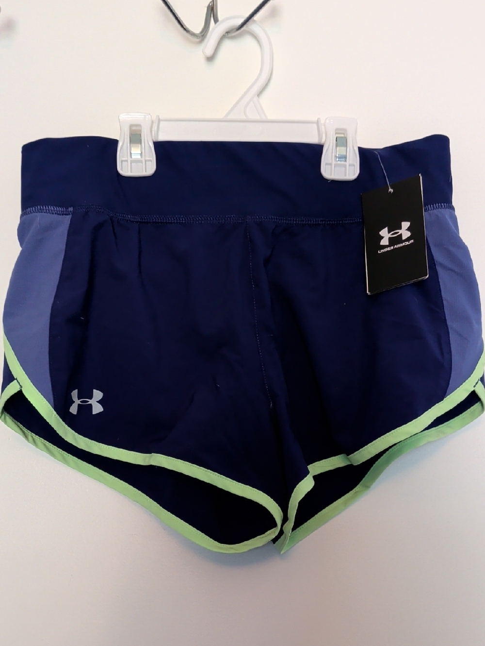 Under Armour Navy Athletic Shorts with Lime Trim